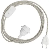 Creative Cables Snakebis Twisted E27 Lampeskjerm-kabelsett Med Lampeholder. Stofftrukket Kabel Og 2-pinners Støpsel 3 M