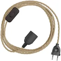 Creative Cables Snakebis Twisted E14 Kabelsett Med Lampesokkel. Stofftrukket Kabel Og 2-pinners Plugg 3 M