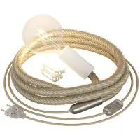 Creative Cables Snakebis Lampe Med Tauplugg Jutesnor Og Støpsel Med To Pinner