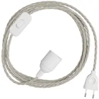 Creative Cables Snakebis Twisted E27 Kabelsett Med Lampesokkel. Stofftrukket Kabel Og 2-pinners Støpsel 3 M