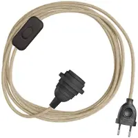 Creative Cables Snakebis E27 Lampeskjerm-kabelsett Med Lampeholder. Farget Stoffkabel Og 2-pinners Støpsel 3 M