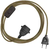 Creative Cables Snakebis Zig-zag E14 Lampeskjerm-ledningsnett Med Lampesokkel. Sikksakk-stoffkabel Og 2-polet Støpsel 3 M