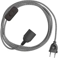 Creative Cables Snakebis Zig-zag E14 Kabelsett Med Lampholder. Sikksakk-stoffledning Og 2-pinners Plugg 3 M
