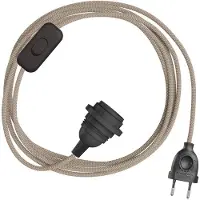 Creative Cables Snakebis Zig-zag E27 Lampeskjerm-ledningsnett Med Lampesokkel. Sikksakk-stoffkabel Og 2-polet Støpsel 1.8 M