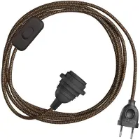 Creative Cables Snakebis Zig-zag E27 Lampeskjerm-ledningsnett Med Lampesokkel. Sikksakk Stoffkabel Og 2-polet Støpsel 1.8 M