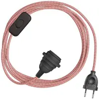 Creative Cables Snakebis Zig-zag E27 Lampeskjerm-ledningsnett Med Lampesokkel. Sikksakk-stoffkabel Og 2-polet Støpsel 3 M