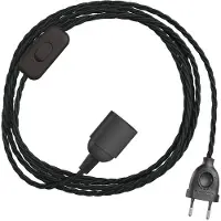Creative Cables Snakebis Twisted E27 Kabelsett Med Lampesokkel. Stofftrukket Kabel Og 2-pinners Støpsel 1.8 M