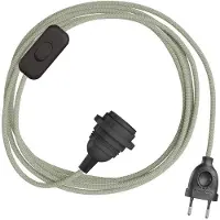Creative Cables Snakebis Zig-zag E27 Lampeskjerm-ledningsnett Med Lampeholder. Sikksakk Stoffkabel Og 2-polet Støpsel 1.8 M