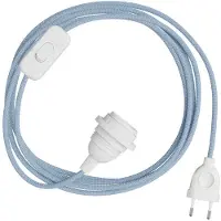 Creative Cables Snakebis Zig-zag E27 Lampeskjerm-ledningsnett Med Lampesokkel. Sikksakk-stoffkabel Og 2-polet Støpsel 1.8 M