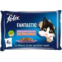 Purina Fantastisk 4x85g Kattemat Med Kylling Tunfisk Laks Og Okse 12 Enheter