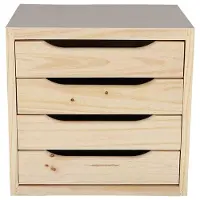 Wellhome Kommode Med 4 Skuffer Ubehandlet Uten Lakk