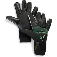 Puma ULTRA Ultimate Hybrid Goalkeeper Gloves, Accessories, Black/Green Terrain/Fizzy Light, 9.5