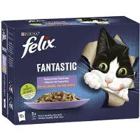 Purina Felix Fantastic 12x85g Kattemat Laks Med Tunfisk Og Storfekjøtt 6 Enheter