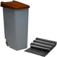Wellhome Gjenvinningsbeholder 110 Liter Lukket + 3x Søppelposer Av 42x57x88 Cm 10 Enheter