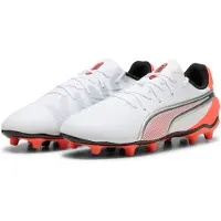 Puma KING MATCH FG/AG Football Boots Youth, Shoes, White/Glowing Red/Black, 38.5
