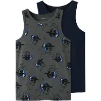 Name it Undertrøyer - Noos - Nkm - 2-pack - Grey/Dark Sapphire - - 5 år (110) - Undertrøye