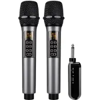 INF To stk. trådløse mikrofoner med Bluetooth-reverb og Android-kabel Black