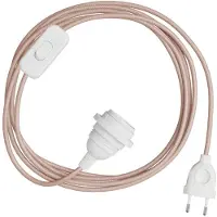 Creative Cables Snakebis E27 Lampeskjerm-kabelsett Med Lampeholder. Farget Stoffkabel Og 2-pin Plugg 1.8 M