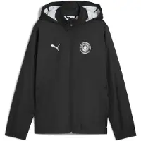 Puma Manchester City Training All-Weather Jacket Youth, Clothing, Black/Silver, 5-6Y