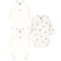 Petit Bateau Omslagsbody I/e - 3-pakning - Hvit - - 12 md - Langermet Body