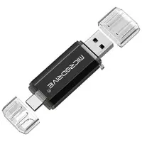 Mtp Products MICRODRIVE 64GB 2-i-1 USB 2.0/USB-C minnepenn - svart