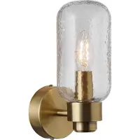 Nordlux vegglampe Tutan, metall, glass, IP44, messingfarget