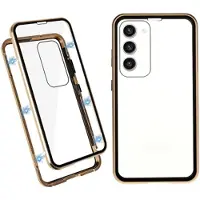 Mtp Products Samsung Galaxy S23 5G Magnetisk Deksel med Herdet Glass - Gull