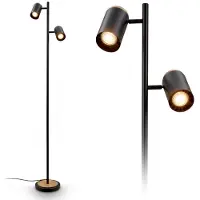 Briloner Gulvlampe Duta, svart/lys tre, høyde 160 cm Metall/tre