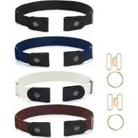 INF Elastisk belte uten spenne, 4-pakning Black/DarkBlue/White/Brown