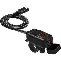 INF USB-C / USB hurtiglader for bil og motorsykkel Black