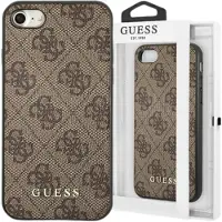 GUESS 4G metalldeksel med gulllogo for iPhone SE 2022 / 2020 / 7 / 8 - Brun