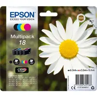 Epson 18 Multipack - 4-pack - 15.1 ml - svart, gul, cyan, magenta - original - blære med RF/lyd-alarm - blekkpatron - for Expression Home XP-212, 215, 225, 312, 315, 322, 325, 412, 415, 422, 425