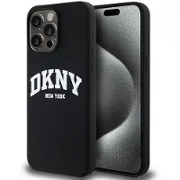 DKNY MagSafe iPhone 13 Pro Max-etui i flytende silikon med hvit trykt logo - svart