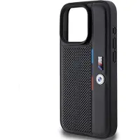 BMW Perforert Tricolor Line-etui for iPhone 15 Pro - svart