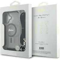 GUESS Crossbody Cord Script MagSafe iPhone 16 Etui - svart