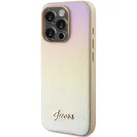 GUESS iPhone 15 Pro Iridescent Metal Script Hybrid-deksel - Gull