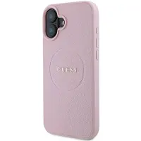 GUESS MagSafe iPhone 16 Plus-etui med kornet gullring - rosa