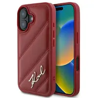 Karl Lagerfeld Diagonal Quilted Script iPhone 16-etui - rød