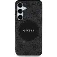 GUESS 4G Round Patch Classic Logo MagSafe-etui for Samsung Galaxy S25 Plus svart