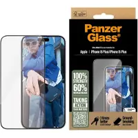 PanzerGlass - Skjermbeskyttelse for mobiltelefon - ultrabred passform - glass - rammefarge svart - for Apple iPhone 15 Plus, 16 Plus