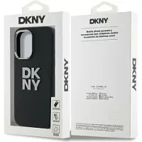 DKNY -etui i flytende silikon med metallogo iPhone 16 - svart