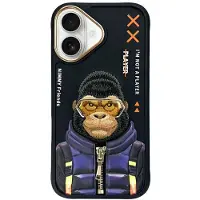 Nimmy Cool&Cute 2.0 Monkey-etui for iPhone 16 - svart