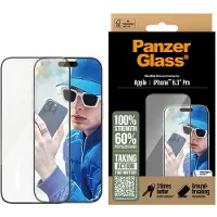 PanzerGlass - Skjermbeskyttelse for mobiltelefon - ultrabred passform - glass - rammefarge svart - for Apple iPhone 16 Pro