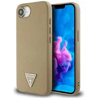 GUESS Triangle MagSafe-etui med kornet trekant for iPhone 16e - brun