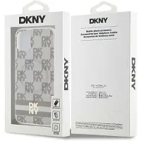 DKNY IML rutete ensfarget mønster og trykte striper MagSafe-etui for iPhone 11 / Xr - beige