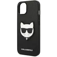 Karl Lagerfeld Saffiano Choupette Head Patch-etui for iPhone 14 Plus - Svart