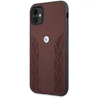 BMW Curve-perforert lærveske til iPhone 11 / Xr - rød