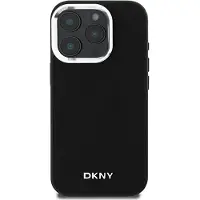 DKNY MagSafe iPhone 16 Pro Max-etui med sølvfarget logo - svart