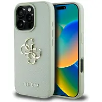 GUESS Grained Big 4G Logo Small Classic Logoetui til iPhone 16 Pro Max - grønn