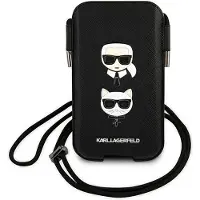 Karl Lagerfeld Saffiano Ikonik Karl&Choupette Head 6,7'' veske - Svart